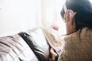 woman listening to music